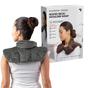 Col chauffé & Épaule par Sharper Image - Chaud micro-wavable & Pad en peluche de refroidissement avec aromathérapie (100% Lavande naturelle & Mélange de spa à base de plantes) - Douleur musculaire apaisante & Thérapie de soulagement de tension - gris