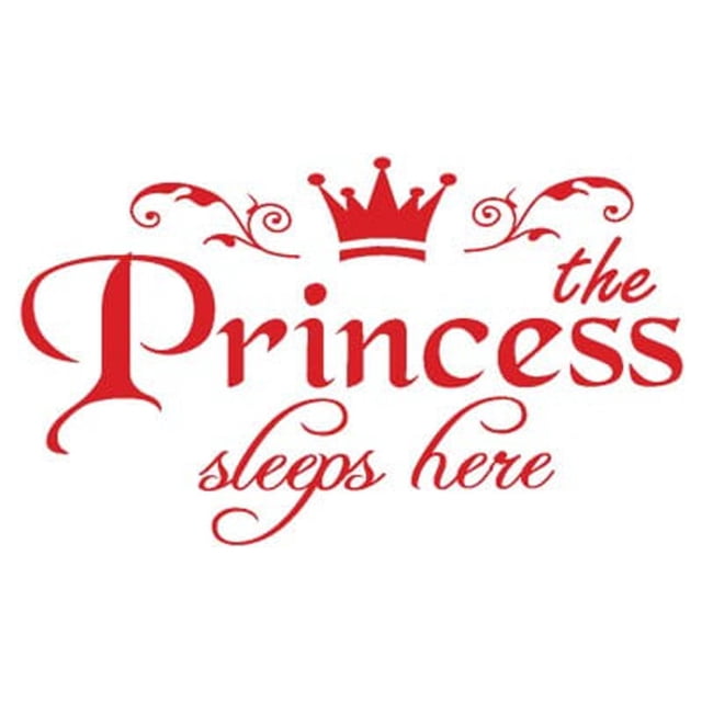 VogueV Princess Wall Decal - Removable Floral Door Sticker Red