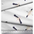 thumbnail image 3 of Soimoi White polyester Crepe Fabric Flying Stork Bird Print Fabric by Yard 42 Inch Wide, 3 of 5