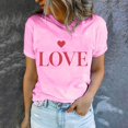 thumbnail image 4 of Diufon Hauts de la Saint-Valentin pour Femmes Décontractés Tendance T-Shirt à Manches Courtes Col Ras du Cou Mignon à Imprimé Graphique Chandail Blouse, 4 of 5