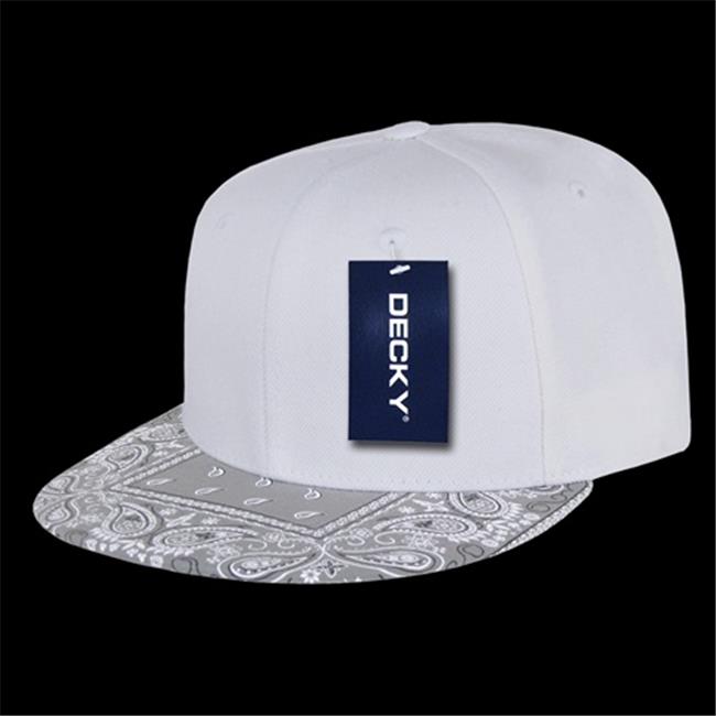 Decky 1093-WHTGRY Bandanna Snapback Cap, White & Grey