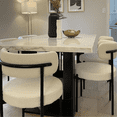 thumbnail image 4 of LivinVeluris Mid-Century Dining Chairs Set of 4, Modern Boucle Upholstered Kitchen Chairs with Black Metal Legs (Cream White), 4 of 9