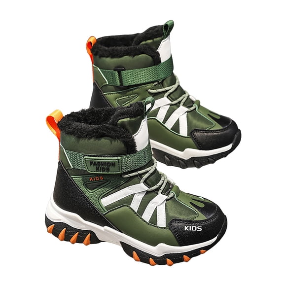 Kogui Toddler Hiking Boots Girls Kids Winter Snow Boots Waterproof Outdoor Warm Faux Fur Lined Shoes Size 6.5 (Green,Big Kids 6.5)