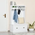 thumbnail image 2 of HOMCOM Hall Tree Shoe Storage Rack Bench for Hallway Corner White, 2 of 10
