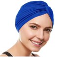 thumbnail image 1 of Beemo Womens Swim Cap Bathing Turban-Polyester Twisted Pleated Turban Head Cover - Royal, 1 of 1