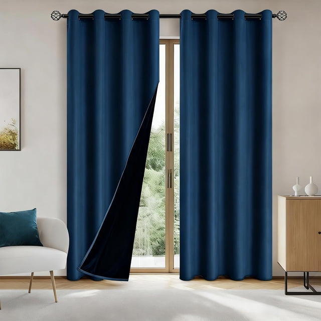 Chmadoxn Home Decor, Polyester Pongee Laminated Light-blocking Curtains Perforated Style Bedroom Concise Sun Protection Curtains Heat-Insulating And Soundproof Curtains Polyester Blackout Curtains