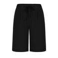 thumbnail image 4 of DPTALR Women's Summer Elastic Waist Drawstring Side Pocket Solid Color Short Pants 5/4, 4 of 6