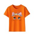 thumbnail image 2 of Rbaofujie T-Shirts Graphiques de Dessin Animé pour Fille, Manches Courtes, Imprimé Chat, T-Shirt Mignon, Hauts d'Été, 2 of 4