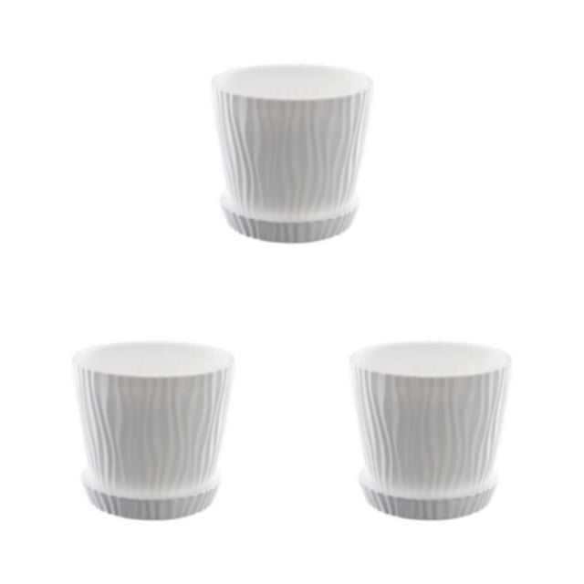 kurtrusly Modern Decorative Flower Pots Easy To Maintain Various Colors And Sizes white L pot+L tray 3Set