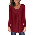 thumbnail image 1 of FAIWAD Tunique Basique pour Femmes Manches Longues Col Rond Blouse Boutonnée Décontractée Plissée Ample, 1 of 6