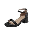 thumbnail image 2 of Cameland Womens Fashion Summer Peep Toe Ankle Strap Leather Sandals Block Mid Heels Shoes, 2 of 6