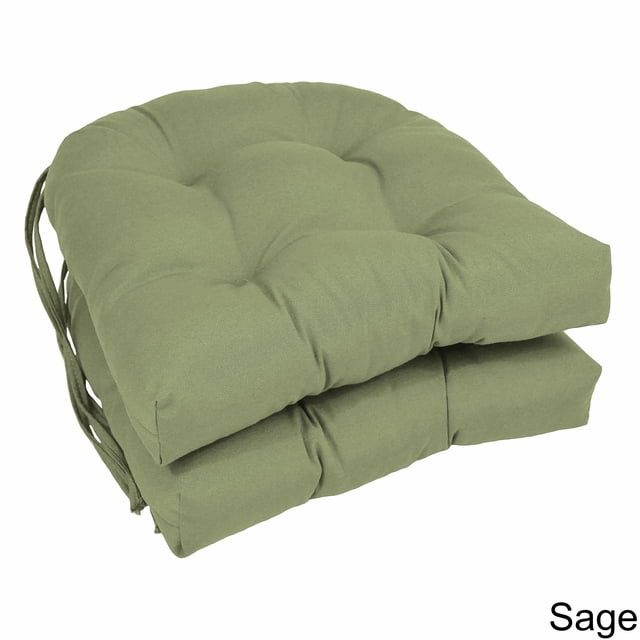 16-inch Solid Twill U-shaped Tufted Chair Cushions (Set of 2) - Sage