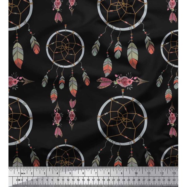 Soimoi polyester Crepe Fabric Arrow & Dream Catcher Home Decor Print Fabric by Yard 52 Inch Wide