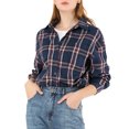 thumbnail image 1 of INSPIRE CHIC Women's Plaid Shirts Button Down Long Sleeve Pockets Oversized Tunics Blouse, 1 of 6