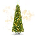 thumbnail image 1 of Gymax 6.5ft Pre-Lit Pencil Christmas Tree Traditional Indoor Decoration, 1 of 10