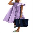thumbnail image 1 of Robes Mini d'Été Décontractées à Manches Courtes et Col Rond pour Femmes avec Volants, 1 of 4