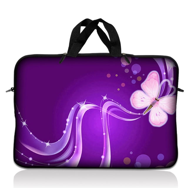 LSS Laptop Sleeve Bag 10.2 Inch Purple Butterfly Floral Neoprene Case