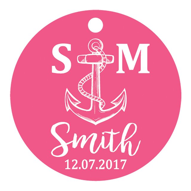 100 PCS Personalized Initial with Anchor Wedding Favor Gift Paper Tags Custom Made Round Hang Tags