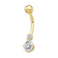 thumbnail image 1 of 10k Yellow Gold 3 6mm Czs Belly Button Rings Screw Navel Bars Body Piercing Naval, 1 of 7