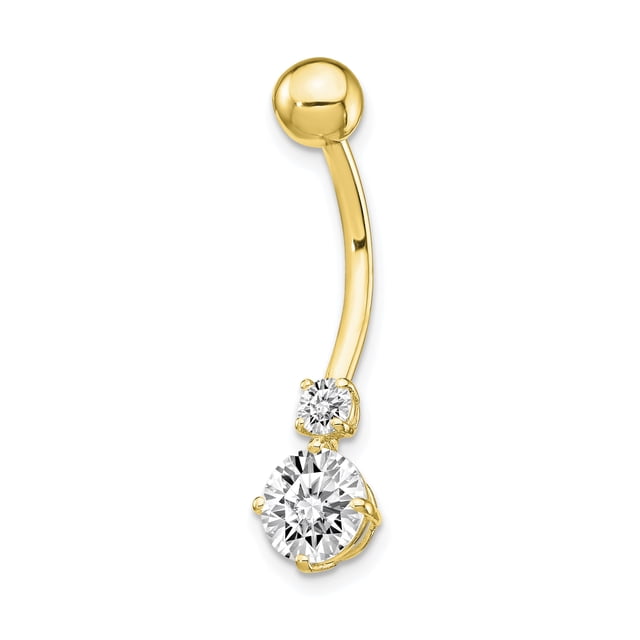 10k Yellow Gold 3 6mm Czs Belly Button Rings Screw Navel Bars Body Piercing Naval