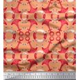 thumbnail image 1 of Soimoi Orange Poly Georgette Fabric Life Ring & Anchor Hook Nautical Decor Fabric Printed Yard 42 Inch Wide, 1 of 1