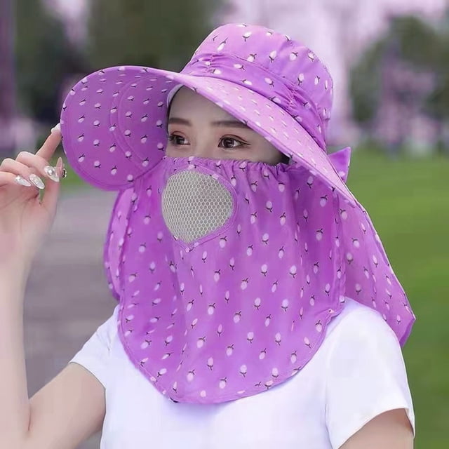Women Summer Sun Hat Women Adjustable Anti Outdoor Riding Large Hat Sun Visor Protective Hat