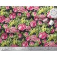 thumbnail image 2 of Soimoi Viscose Chiffon Fabric Parrot,Leaves & Lotus Floral Print Fabric by the Yard 42 Inch Wide, 2 of 3