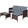 thumbnail image 3 of Costway 3PCS Patio Wicker Rattan Sofa Set Outdoor Sectional Conversation Set Lawn Garden, 3 of 10