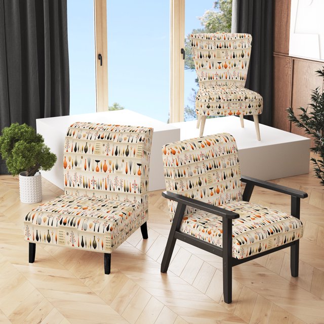 Designart « Sophistication dans le Style Moderne Danois II » Fauteuil d'Appoint Rembourré Orange de Style Mi-Siècle - Fauteuil à Accoudoirs Moderne Mi-Siècle pour Chambre