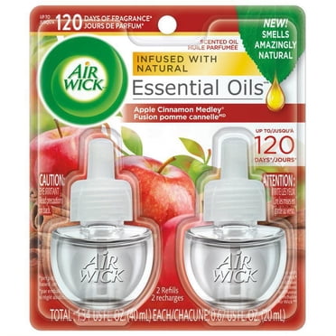 Air Wick Plug-in Air Freshener, Scented Oil Refills, Apple Cinnamon Medley, 2 Refills