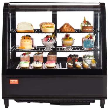 VEVOR Refrigerated Display Case, 3.5 Cu.Ft./100L, 2-Tier, Countertop Pastry Display Case Commercial Display Refrigerator with LED Lighting, TURBO Cooling