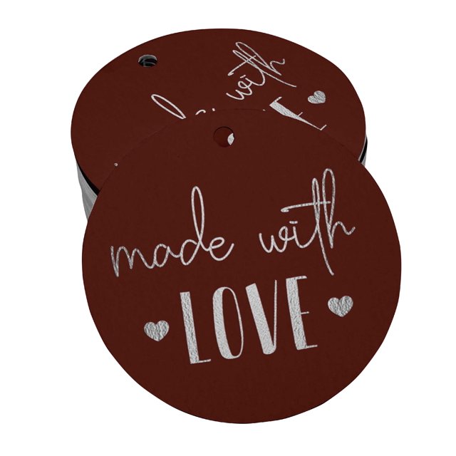 Inkdotpot Pack Of 100 Made With Love Text Favor Paper Tags Craft Real Silver Foil Hang Tags