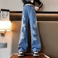 thumbnail image 4 of LYHaoo "Girls Fashionable Distressed Denim Jeans & Wide Leg Pants For Spring & Autumn" Wide Leg Pants Sizes 120 Blue, 4 of 6