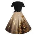 thumbnail image 3 of Jsaierl Robe de Noël pour Femmes à Manches Longues, Col en V, Plissée, Robes de Bal avec Ceinture, Robe Évasée 2024 pour l'Hiver, Vacances, Cocktail, Fête, 3 of 3