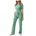 thumbnail image 2 of Women's V-Neck Top and Drawstring Pocket Pants Two-Piece Set for Care Workers - Comfortable Polyester Workwear in Multiple Colors, 2 of 2