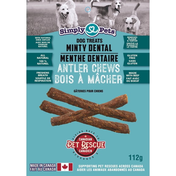 PRODUCT OF CANADA - Simply Pets Natural Antler Chews for Dogs, 2 Pack (112g)