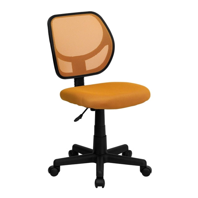 Chaise de travail pivotante en maille orange à dossier mi-hauteur