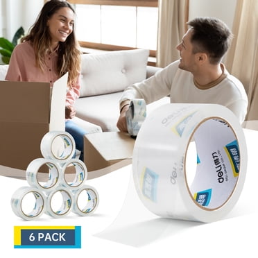 Deli Packaging Tape, 1.88 in x 60 yd (48 mm x 55 m), 6 Rolls Clear Acrylic Heavy Duty Long Lasting Storage Packing Tape for Shipping Mailing Moving Storing