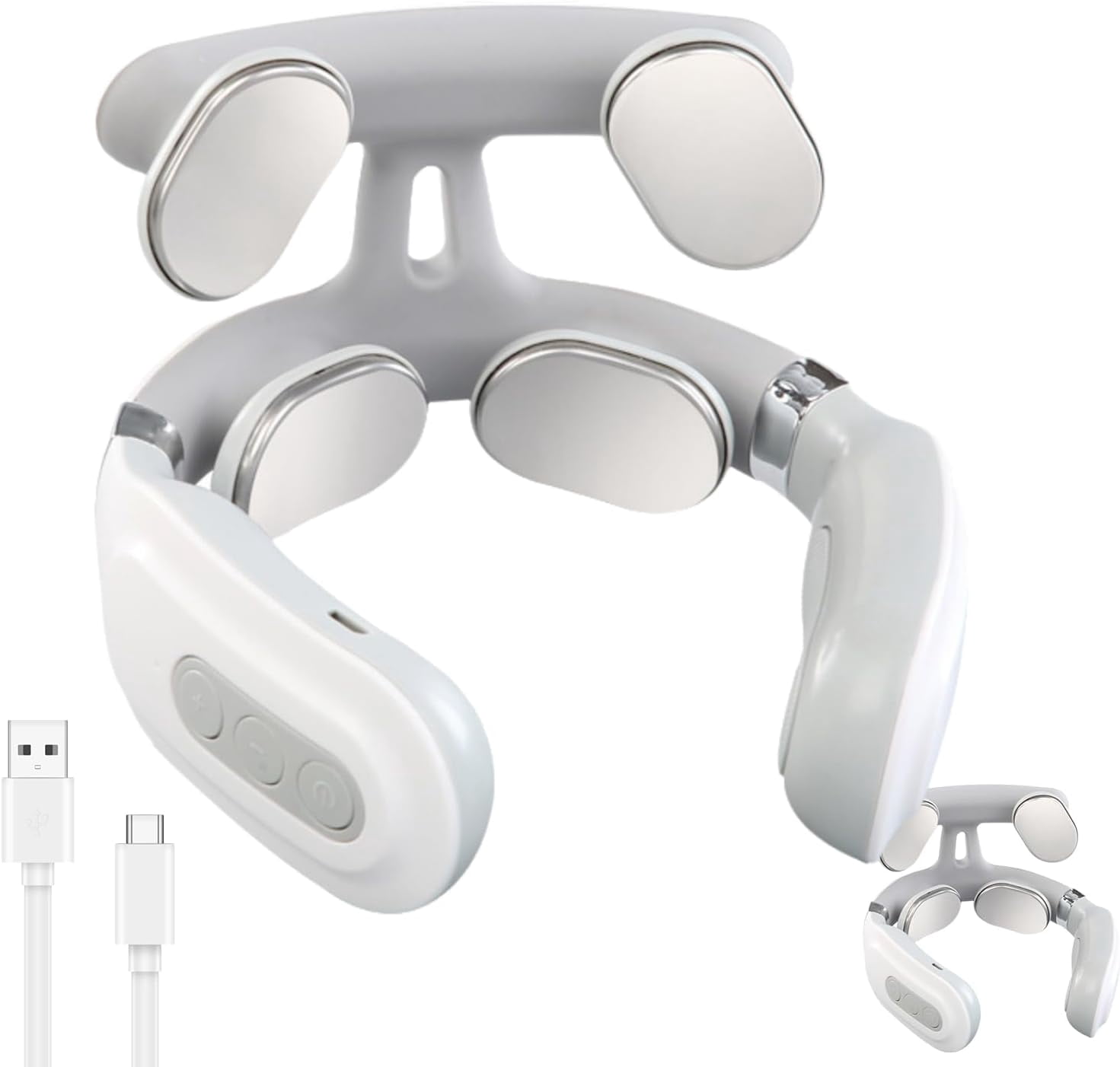 Vitality Magic Pro 2.0 Neck Massager 2025 Upgraded with Heat - 4 Head Electric Massager, 6 Modes & 15 Intensity Levels, Hands-Free Ergonomic Design for Neck & Shoulder Pain Relief