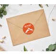 thumbnail image 2 of Darling Souvenir Round 45 Pcs Snowy Mountain Save The Date Stickers Personalized Bride Groom Names And Date Envelope Seals - Orange, 2 of 4