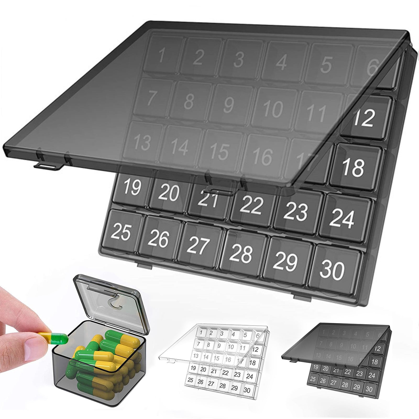 Wzzjkit Pill Organizer, Weekly Pill Organizer Pill Box, Large Transparent Compartment Medicine Pill Organizer Travel, Pill Case for Big Vitamin Supplements Fish Oil