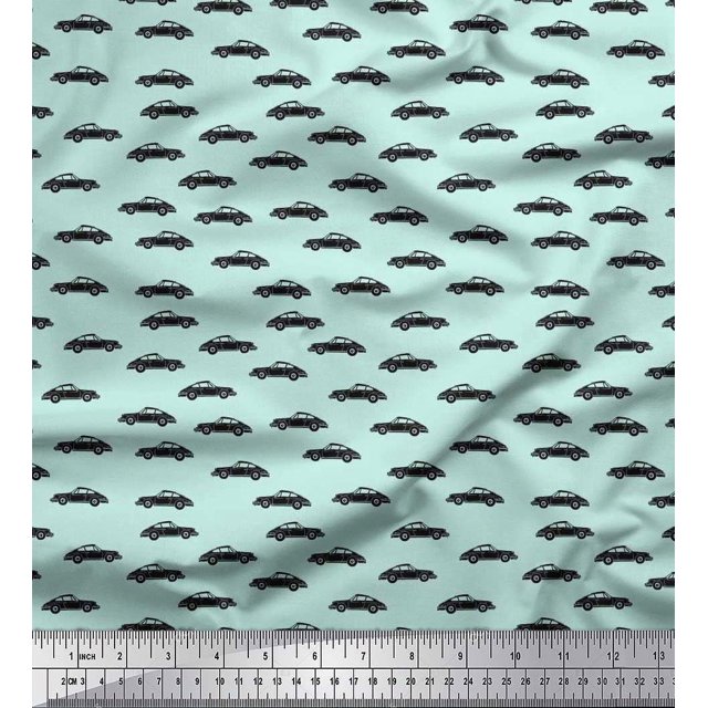 Soimoi Rayon Crepe Fabric Car Transport Fabric Prints by Yard 46 Inch Wide