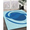 thumbnail image 3 of Ahgly Company Tapis d'Intérieur Rectangulaire Transitionnel Bleu Lavable à la Machine, 3 Pieds x 5 Pieds, 3 of 7