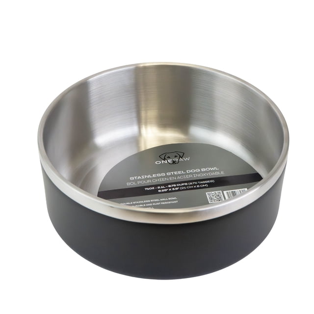 One Paw, Large Double Stainless Steel Dog Bowl, 2.1L (71 oz)