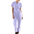thumbnail image 2 of LSLJS Combinaison Pantalon à Revers Zippée à Taille Plissée Unie Décontractée pour Femme, 2 of 6