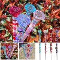 thumbnail image 4 of JilgTeok 1pc Garden Rose Stake Fairys Beaded Garden Planter Roses Wands in Ground for Spring Summer Holiday Outdoor Garden Patio Courtyard Decorations, 4 of 4