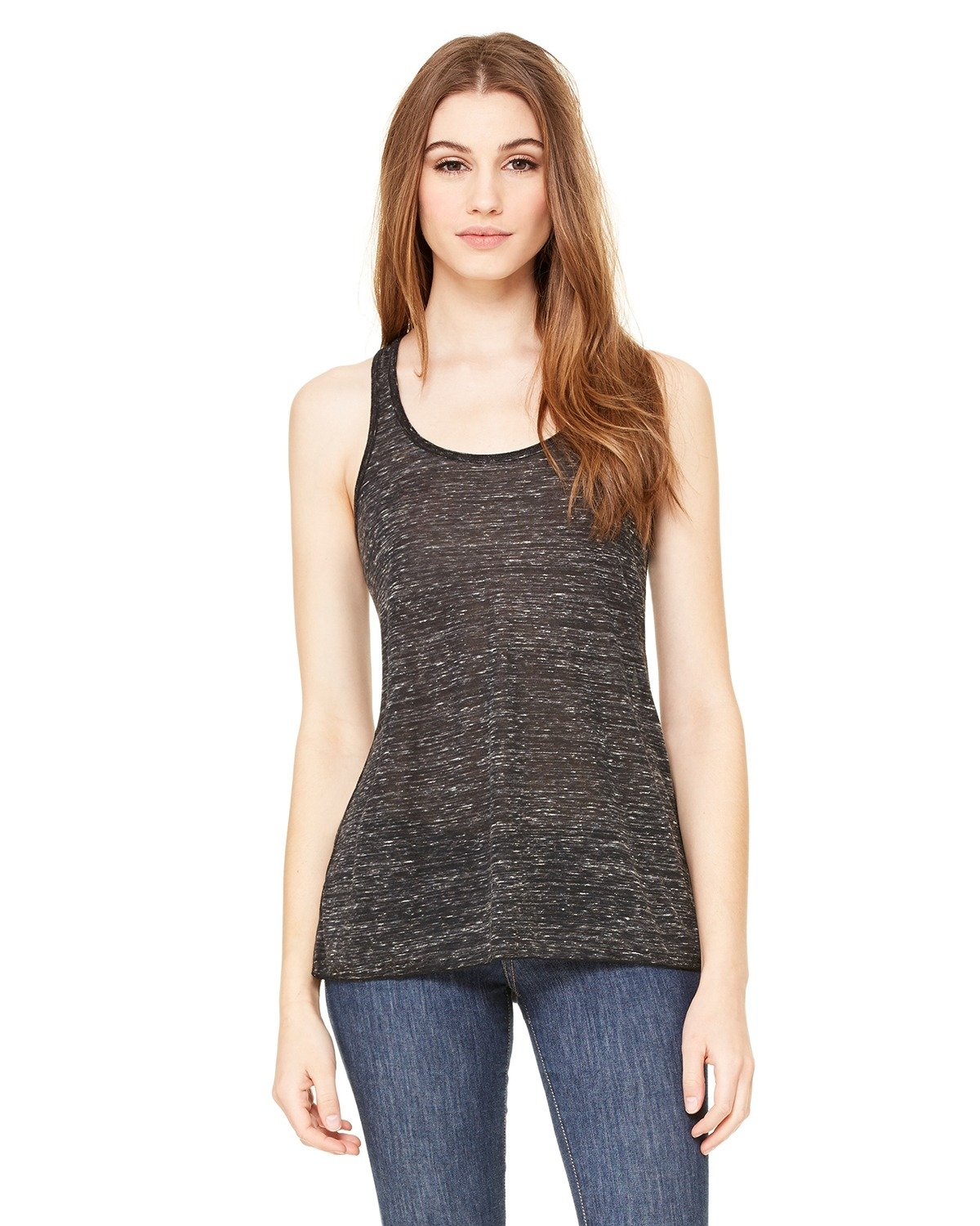Bella + Canvas Débardeur Fluide pour Femmes - Marbre Noir - TP - (Style B8800 - Étiquette Originale)