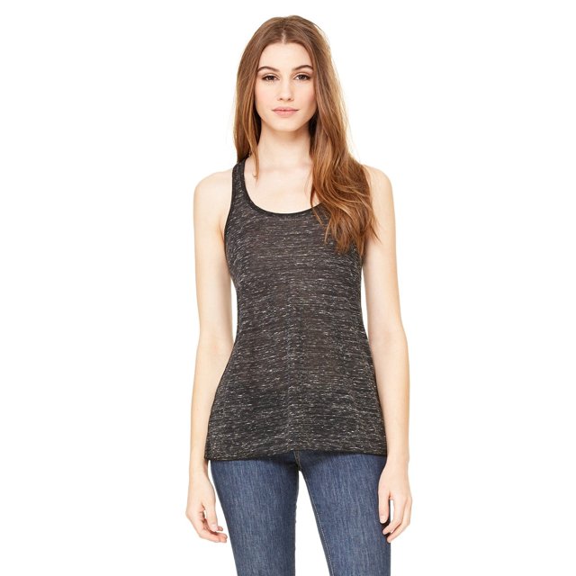 Bella + Canvas Débardeur Fluide pour Femmes - Marbre Noir - TP - (Style B8800 - Étiquette Originale)