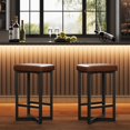 thumbnail image 2 of BeesClover Bar Stools Set, Counter Height Backless Barstools, with Metal Frame & Footrest, Counter Height Backless Barstools with Metal x-Frame, with PU Leather for Home Bar, Dining Room, 2 of 7