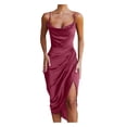thumbnail image 2 of Uppada Robe à Col Rond pour Femmes, Couleur Unie, Robes d'Invitée de Mariage, Ceinture, Cocktail, Fête, Tenue de Travail, Coupe Ajustée, Robe Crayon, Robes Midi Décontractées, Liquidation en Liquidation, 2 of 8